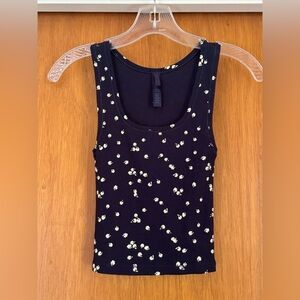 SKIMS Navy floral cotton rib tank